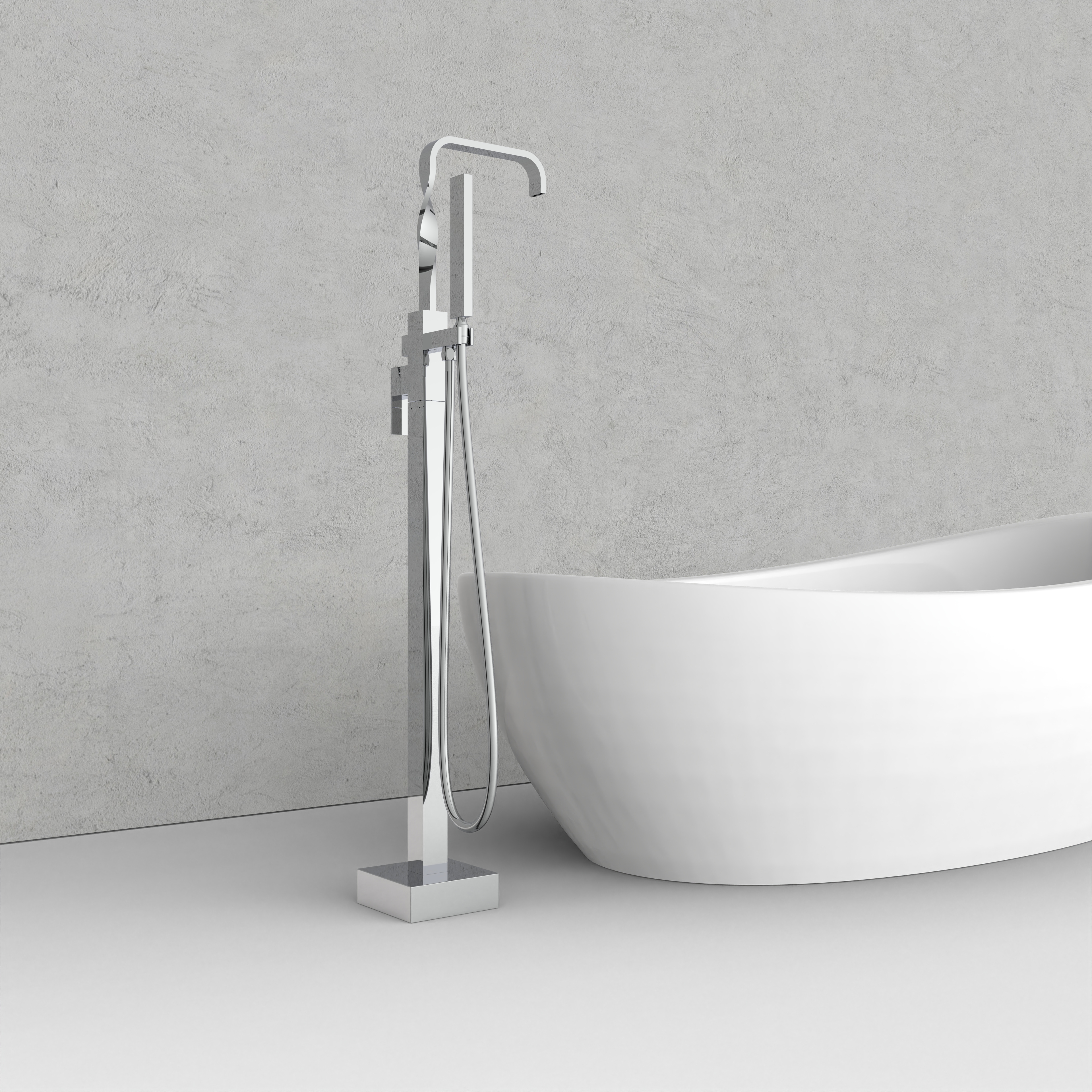 Elegante rubinetto per vasca da bagno indipendente dal design quadrato in rame a spirale