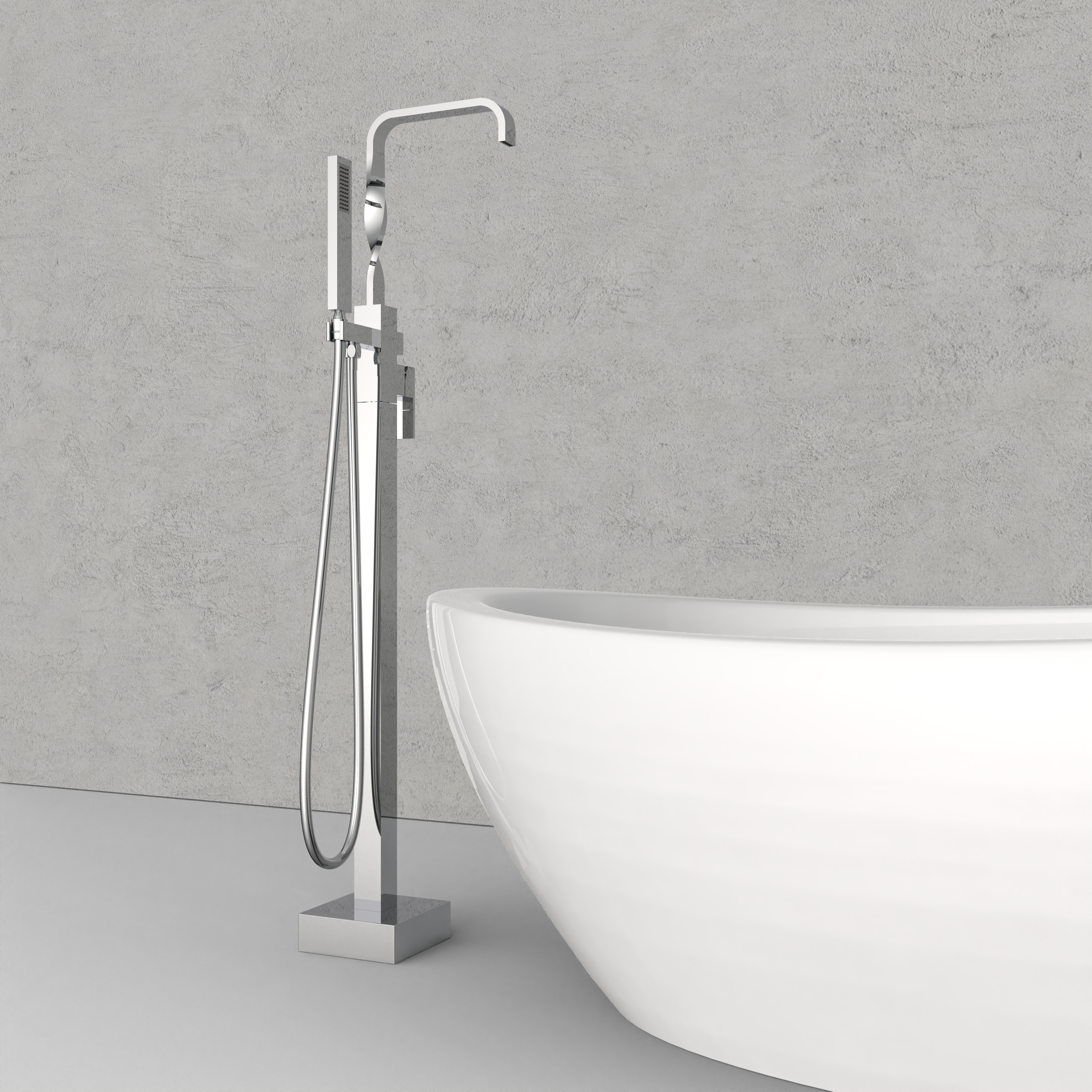 Elegante rubinetto per vasca da bagno indipendente dal design quadrato in rame a spirale